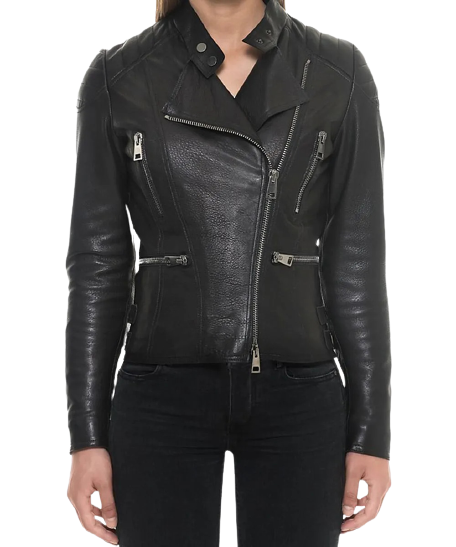 Sheep Padded Leather Biker Jacket Women Zing Apparel