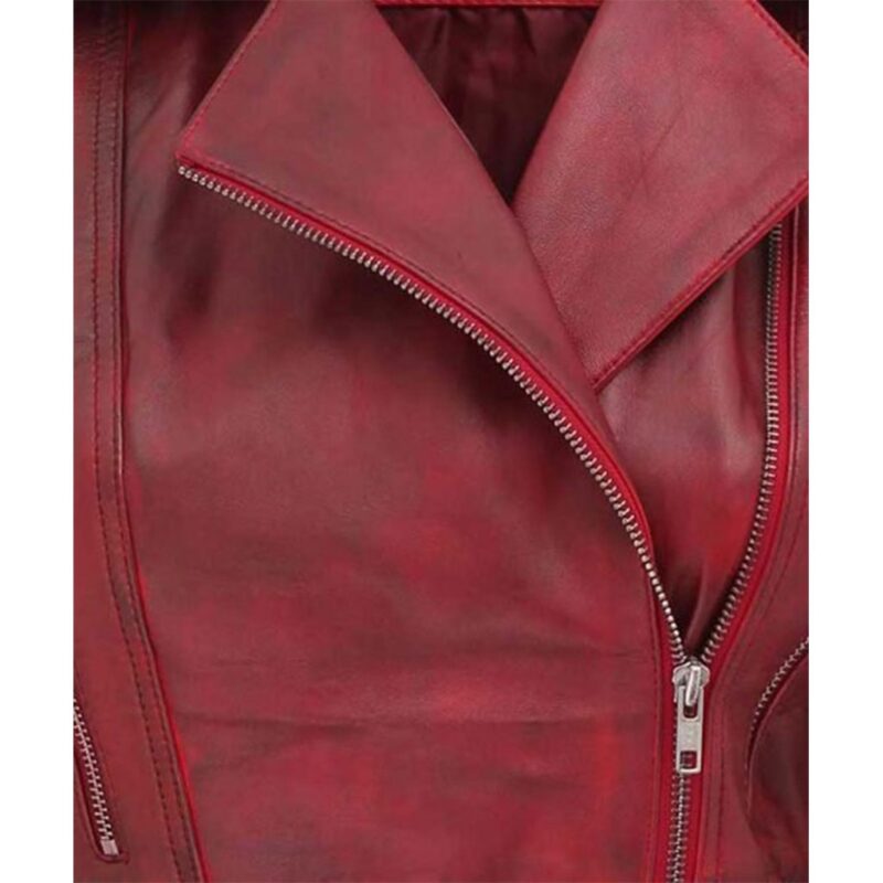 Brando Distressed Women Biker Jacket, Brown Zing Apparel