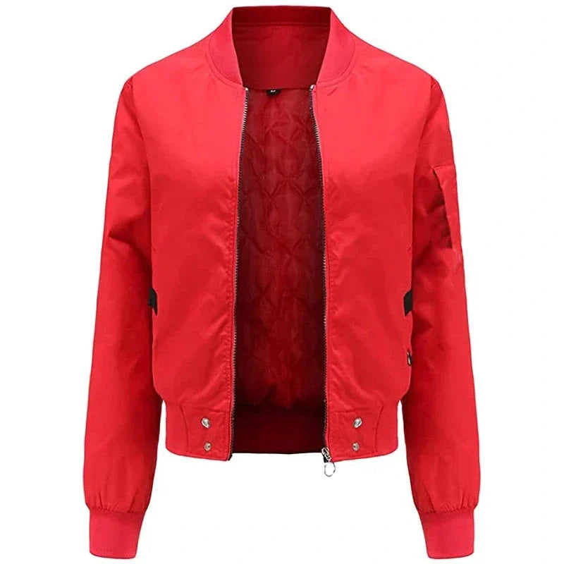 Leather Bomber Jacket Women, Red Zing Apparel