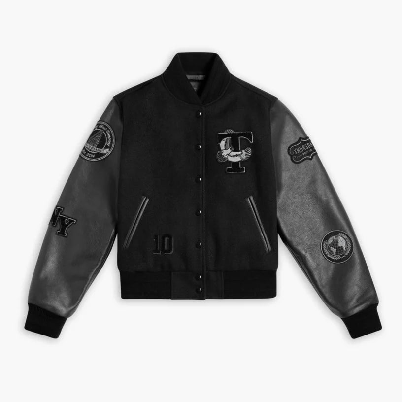 Womens-Wool-Varsity-Black-Jacket
