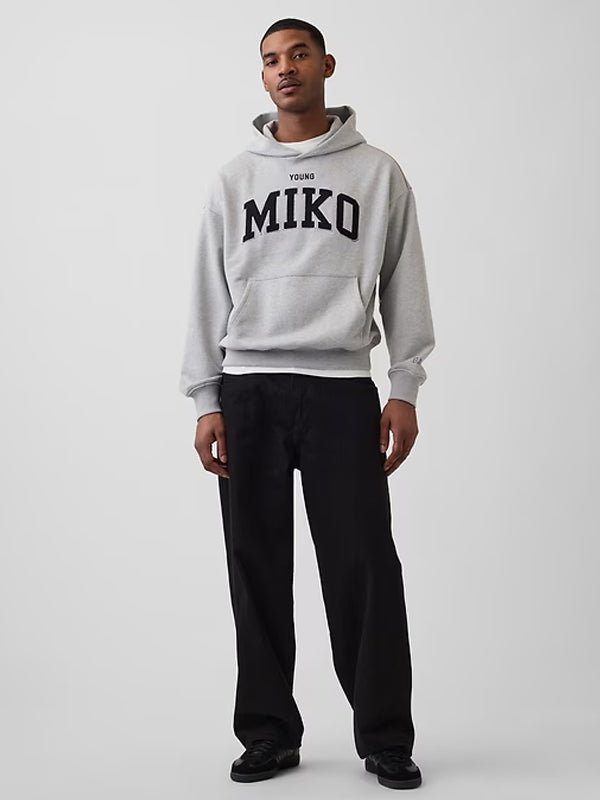 Young-Miko-Adult-Heavyweight-Logo-Hoodie-Grey