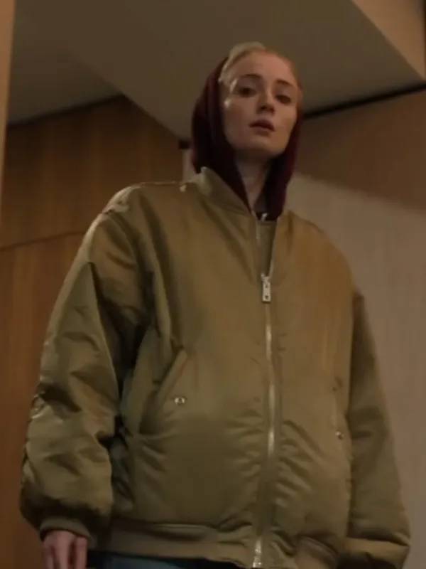 Steal S01 2026 Sophie Turner Brown Bomber Jacket