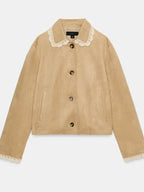 Zara Suede Jacket Women Beige