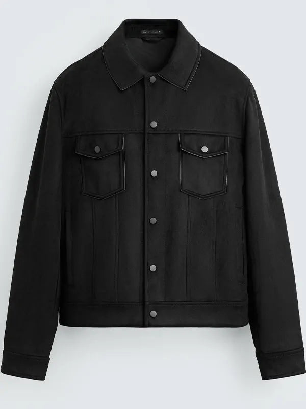 Zara Suede Jacket Men Black