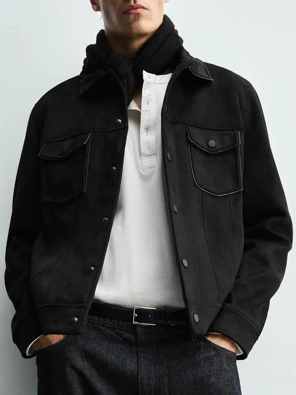 Zara Suede Jacket Men Black