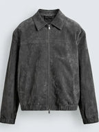 Zara Suede Jacket Men Grey