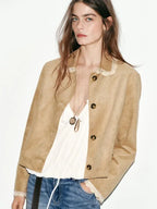 Zara Suede Jacket Women Beige