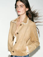 Zara Suede Jacket Women Beige
