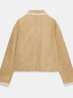 Zara Suede Jacket Women Beige