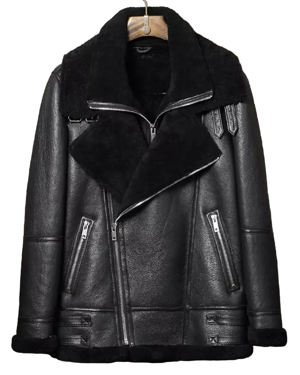 black-shiny-zipper-Bomber-Jacket