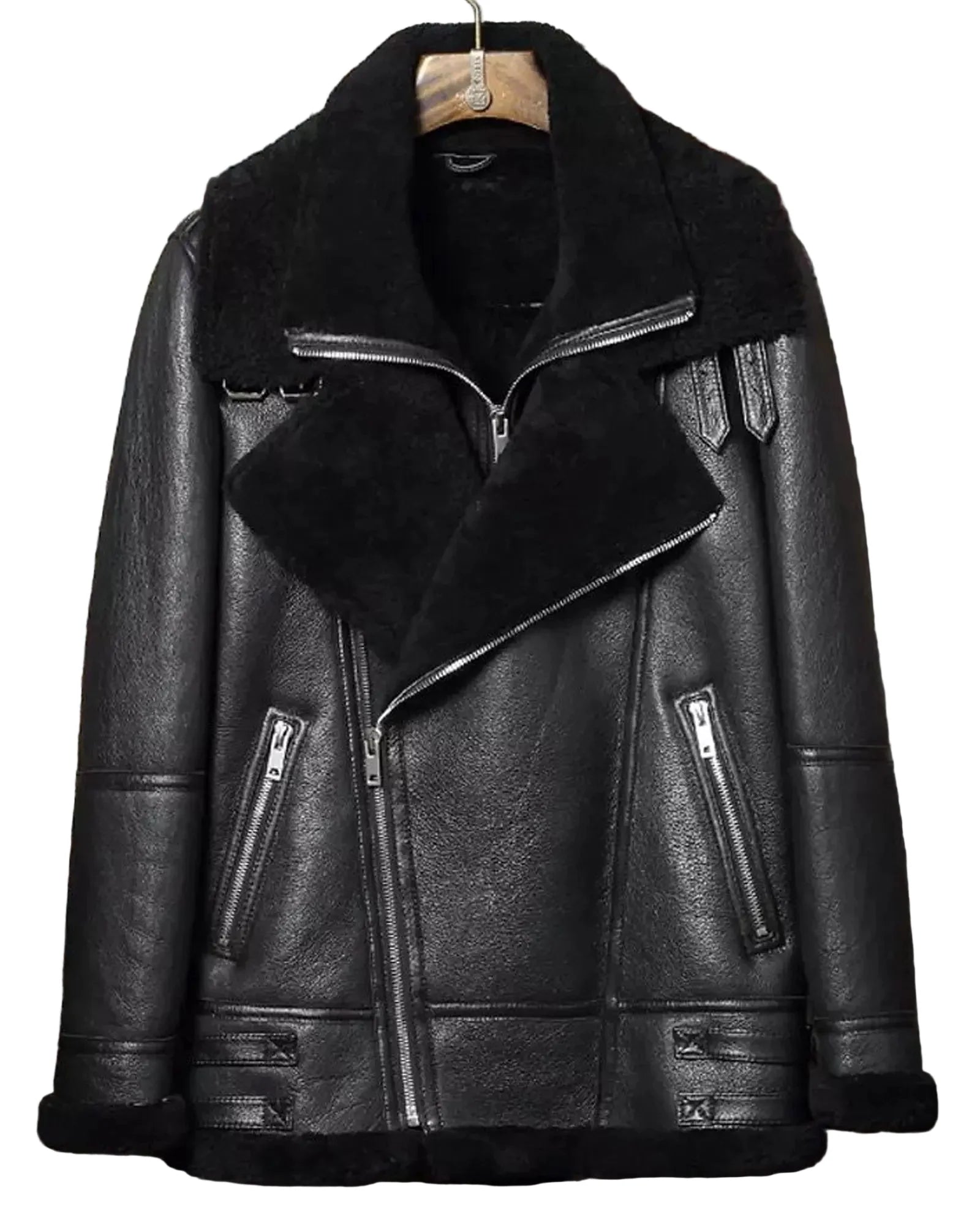 black-shiny-zipper-Bomber-Jacket