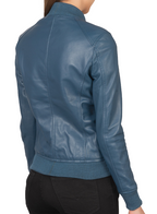Bomber Jacket Women, Sapphire Leather Jacket Zing Apparel