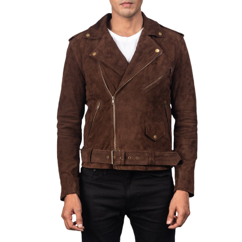 Brando Suede Leather Jacket Men, Chocolate Zing Apparel