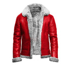 Red Christmas Holiday Bomber Shearling Jacket Zing Apparel