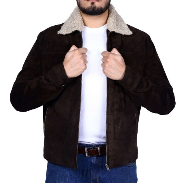Andrew Lincoln Suede Leather Jacket, Brown Zing Apparel
