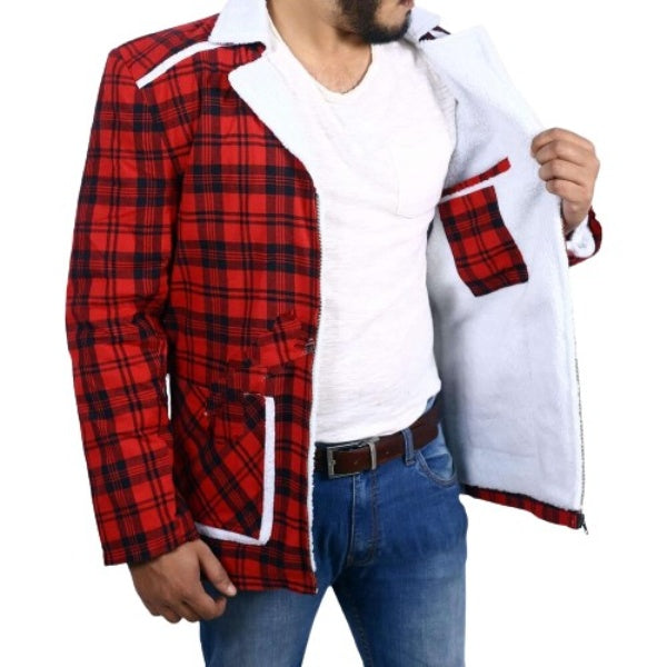Ryan’s Checkered Cotton Jacket With White Shearling Zing Apparel