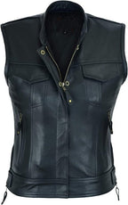 Leather Vest For Women with Side Zipper Zing Apparel