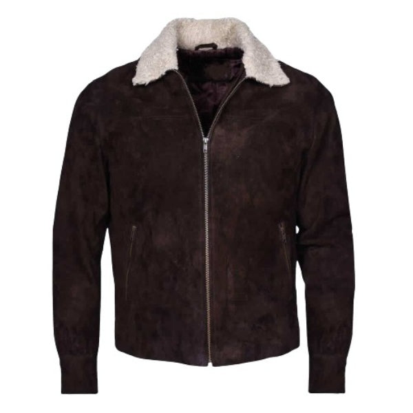 Andrew Lincoln Suede Leather Jacket, Brown Zing Apparel