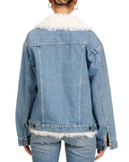 Sherpa Trucker Jacket Women, Blue Zing Apparel