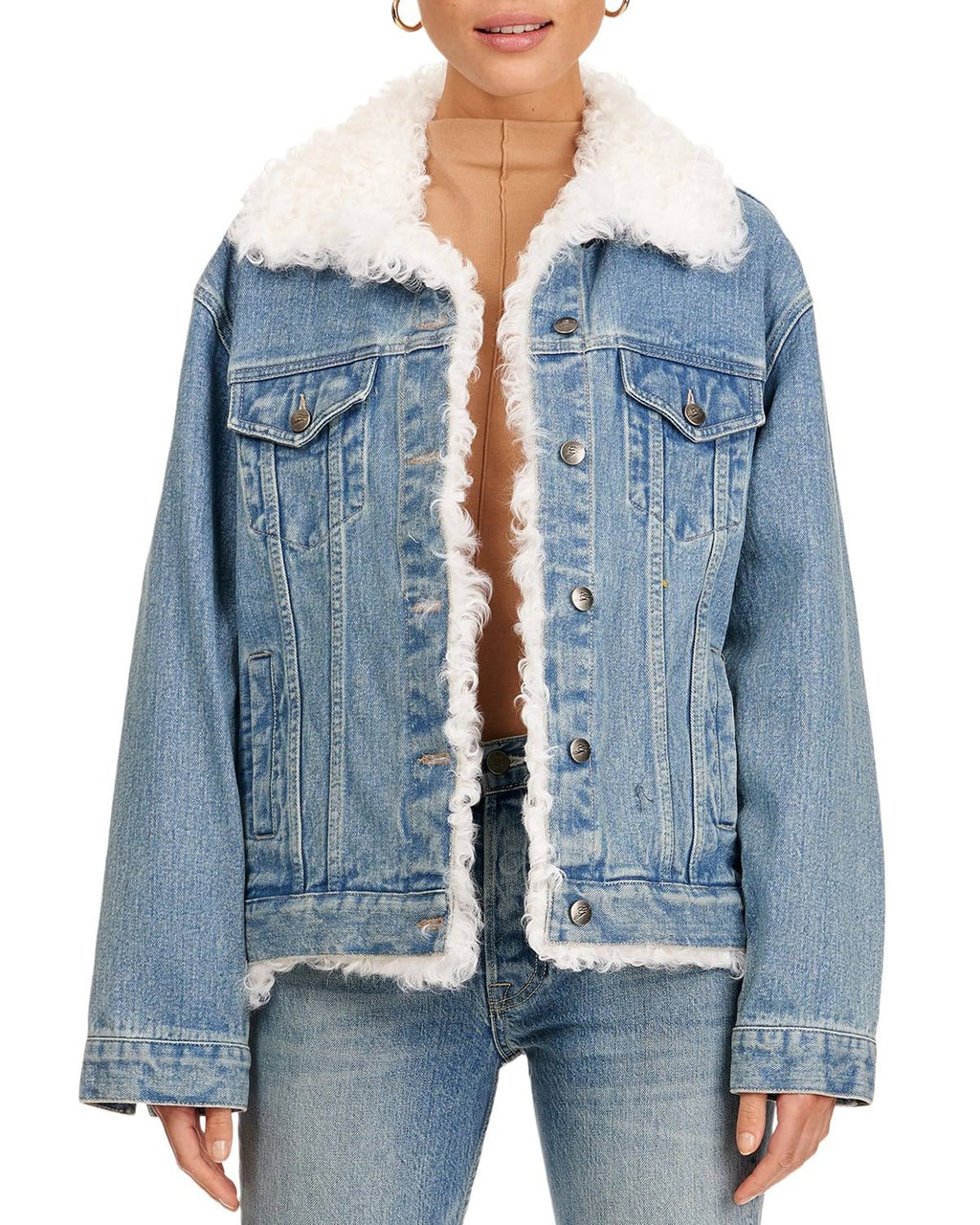 Sherpa Trucker Jacket Women, Blue Zing Apparel