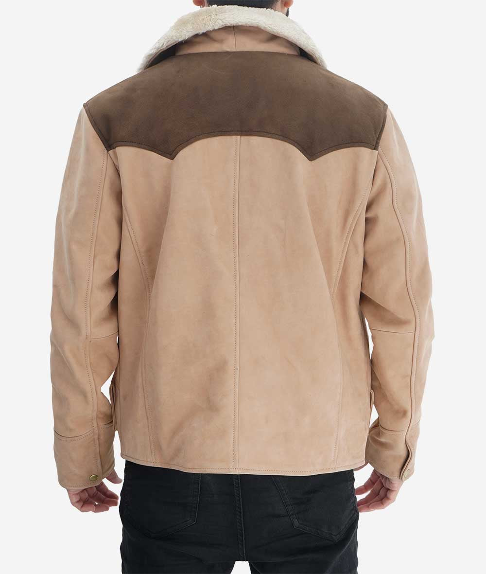 Modern Suede Leather Jacket Men, Beige Zing Apparel