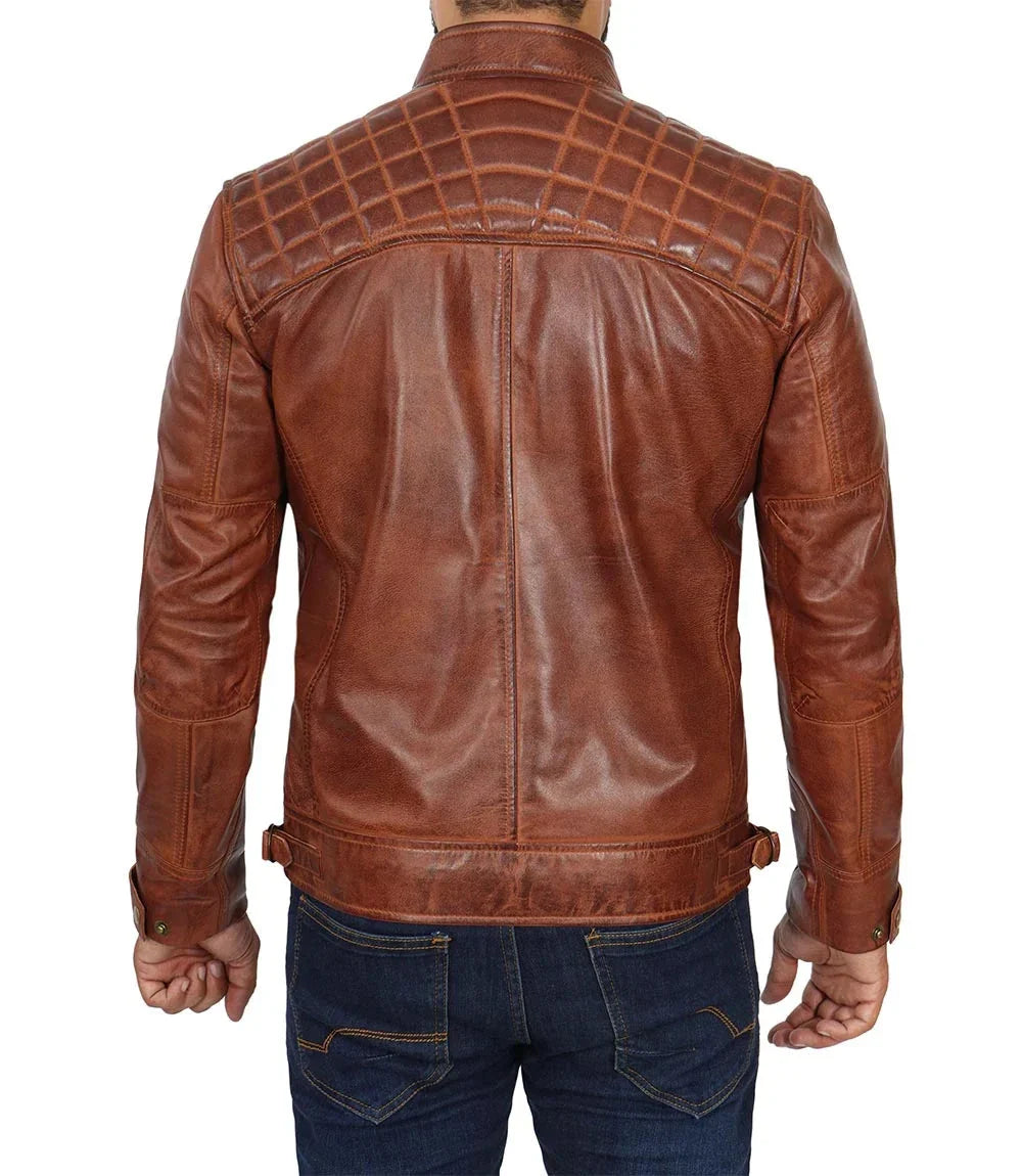 Johnson Quilted Leather Biker Jacket Men Zing Apparel