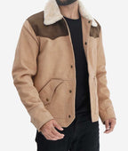 Modern Suede Leather Jacket Men, Beige Zing Apparel