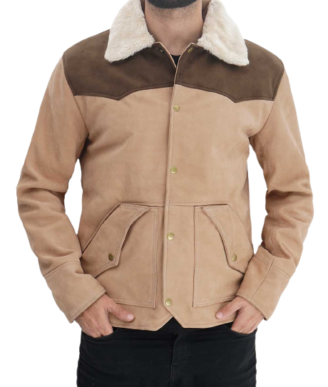 Modern Suede Leather Jacket Men, Beige Zing Apparel