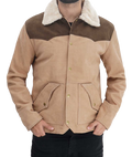 Modern Suede Leather Jacket Men, Beige Zing Apparel