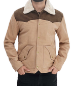 Modern Suede Leather Jacket Men, Beige Zing Apparel