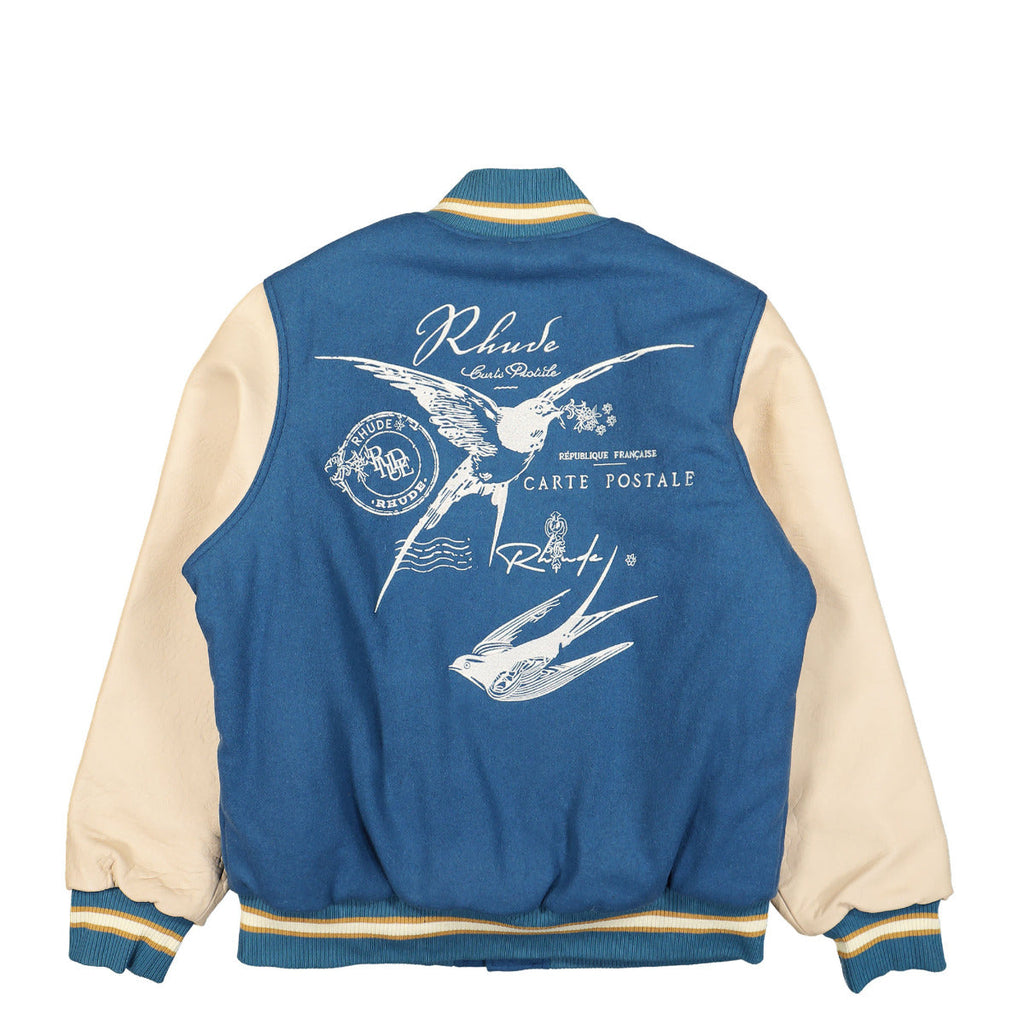 Blue Sparrow Letterman Varsity Jacket Slate/Cream Zing Apparel