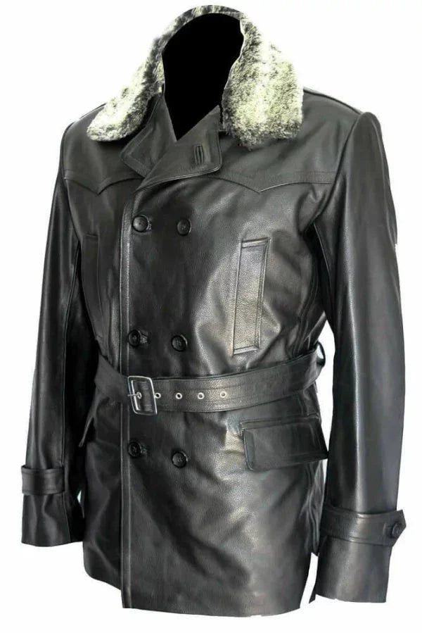German Submarine Black Cow Shearling Leather Jacket Zing Apparel