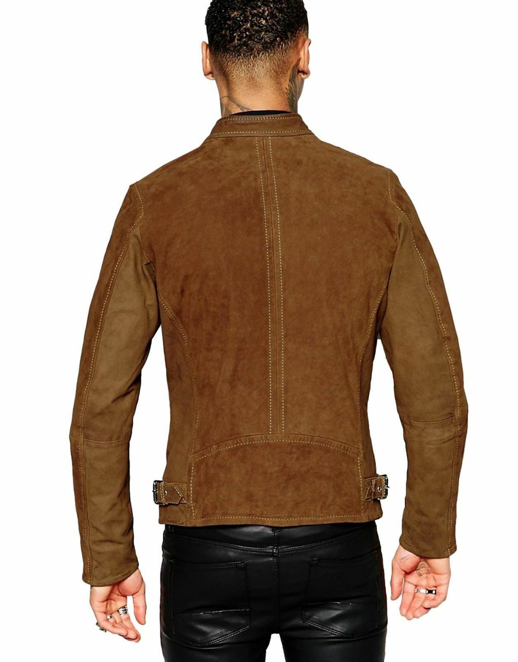 Slim Fit Suede Leather Jacket, Brown Zing Apparel