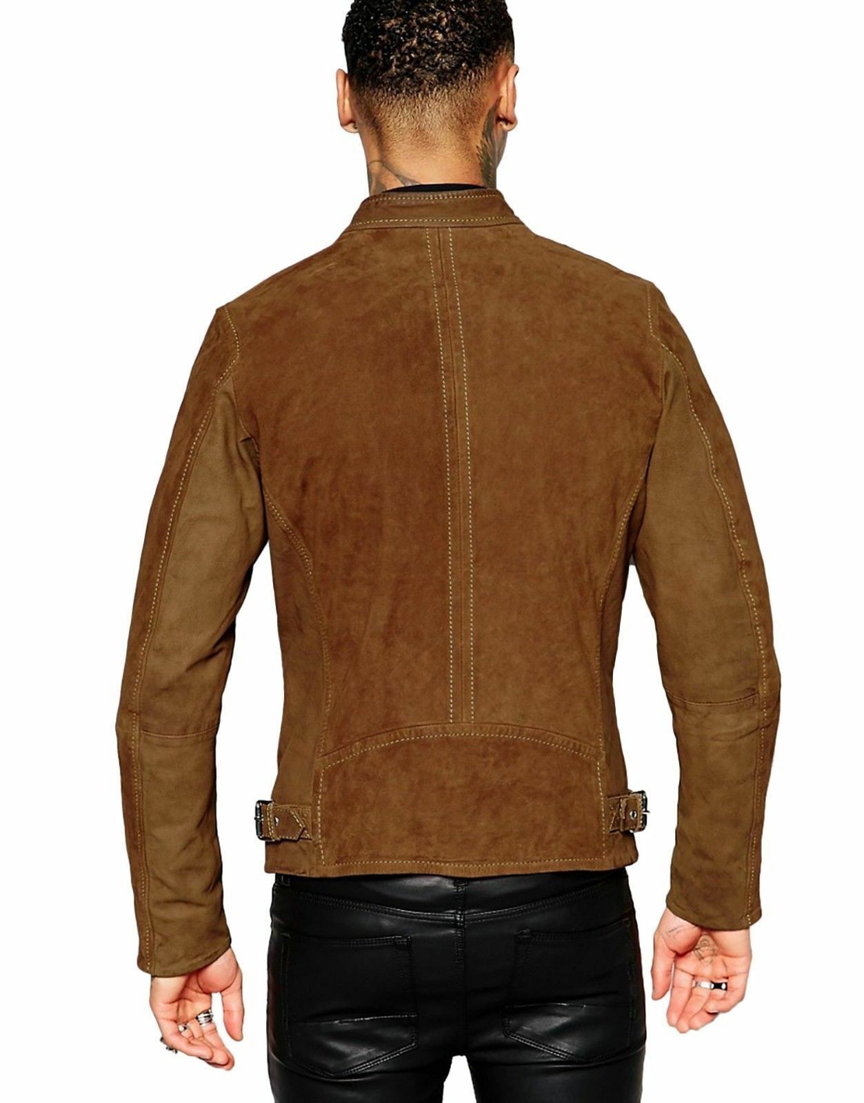 Slim Fit Suede Leather Jacket, Brown Zing Apparel