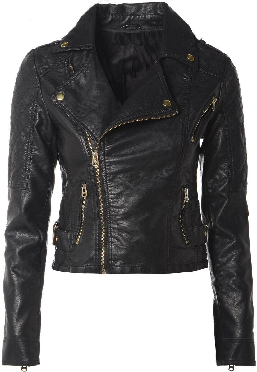 Women Biker Jacket, Black Leather Jacket Zing Apparel