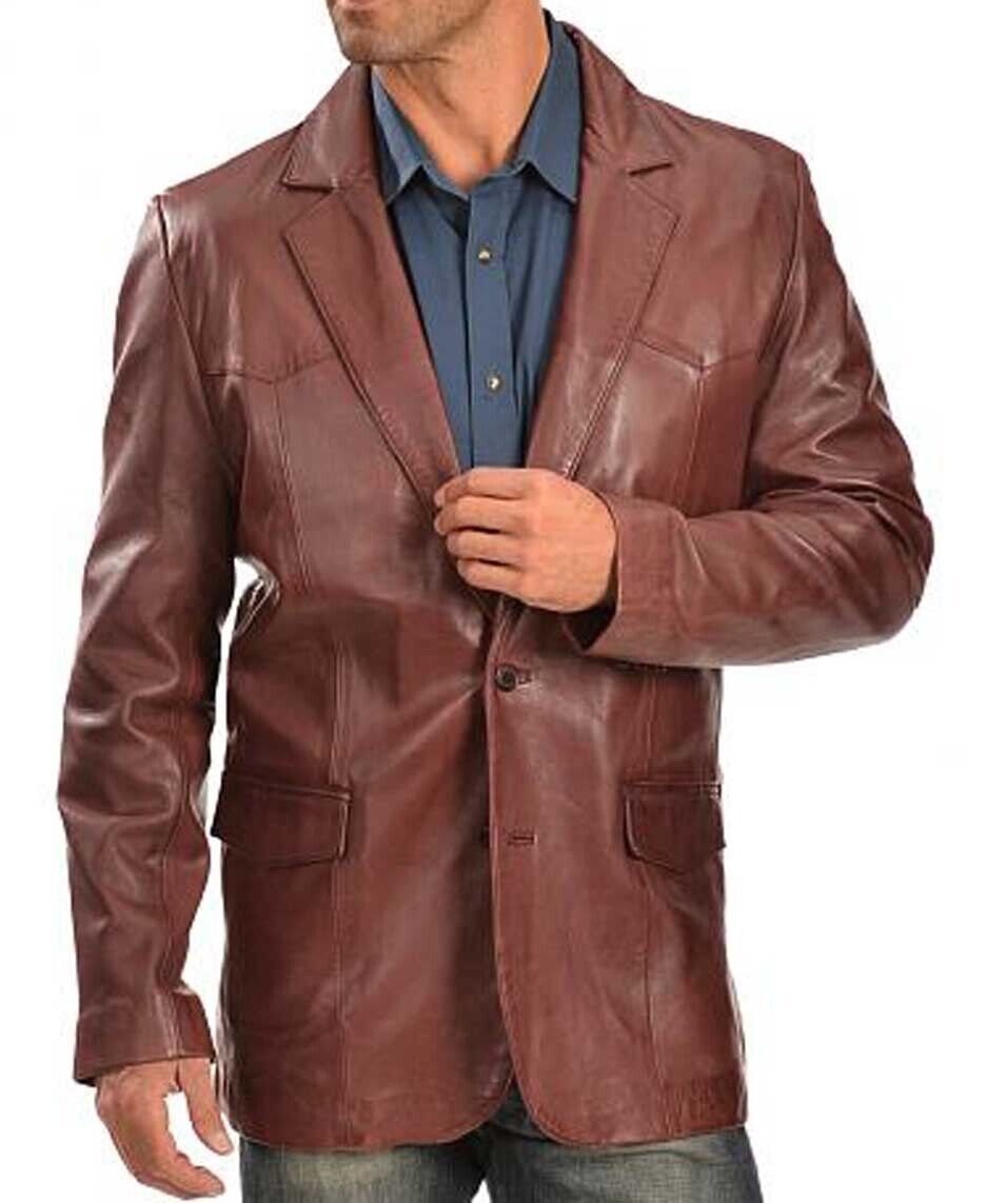Scully Lambskn Leather Blazer Men, Brown Zing Apparel