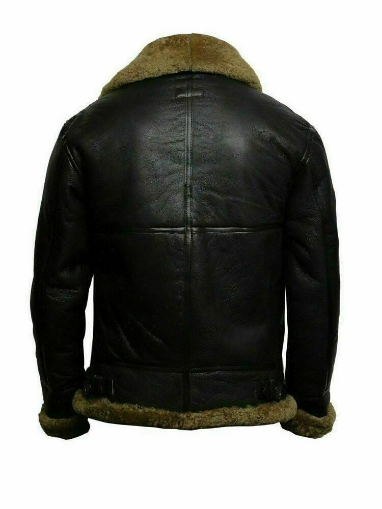 Black RAF Ginger Wool Shearling Jacket For Men devzingapparel