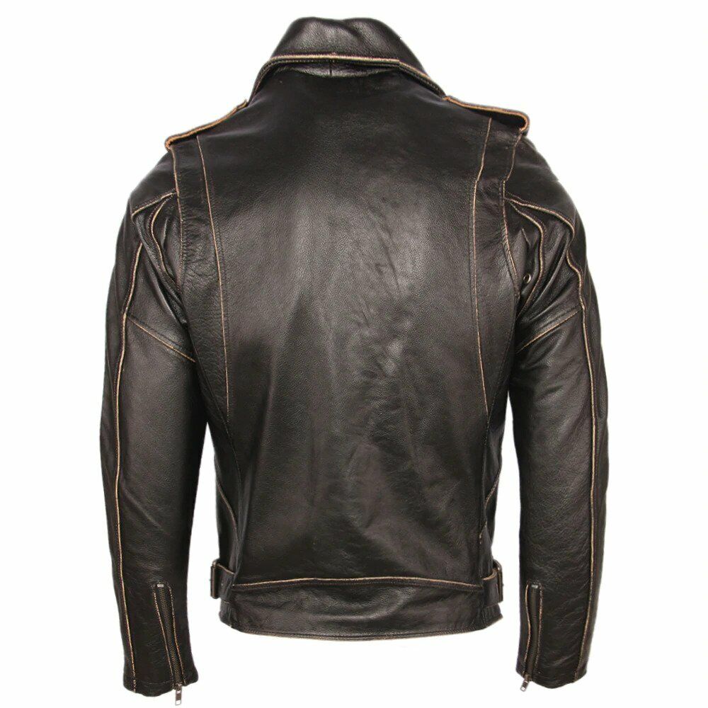 Aguila Aged Leather Biker Jacket Men Zing Apparel