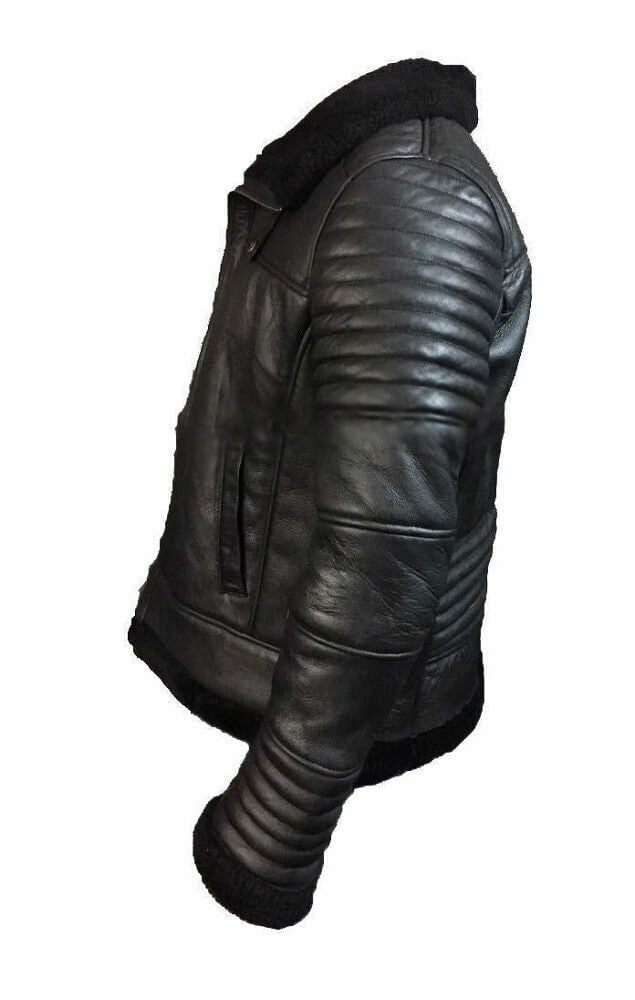 Classic Black Aviator Shearling Jacket With Fur Zing Apparel