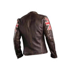 UK Flag Cafe Brown Leather Jacket Zing Apparel