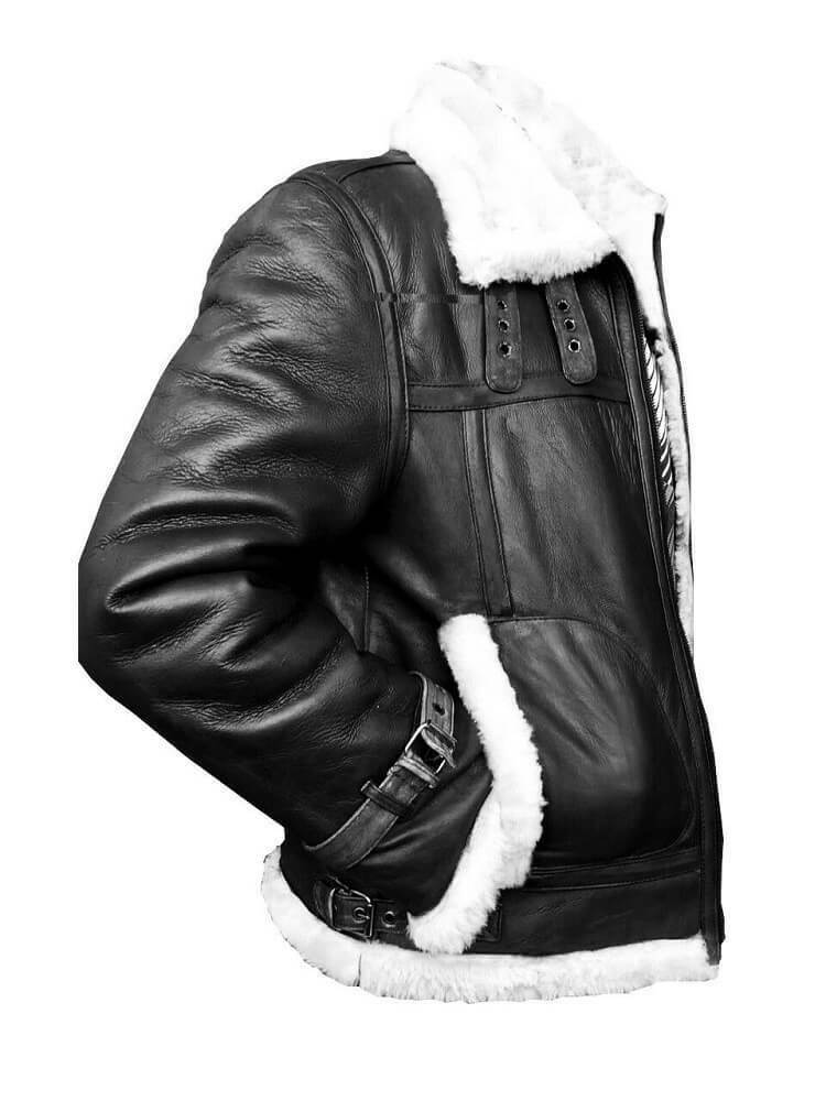 Mens B3 Black N White Shearling Jacket Zing Apparel