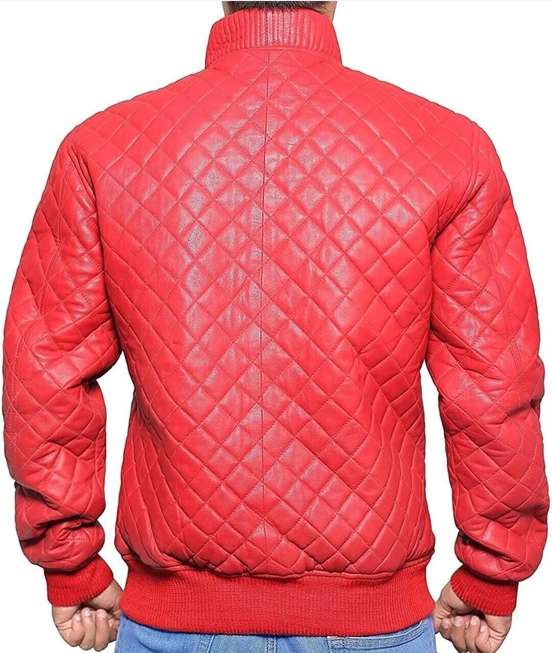 Quilted Biker Leather Jacket Men, Maroon Zing Apparel