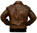 G-1 Brown Bomber Distressed Leather Jacket Zing Apparel
