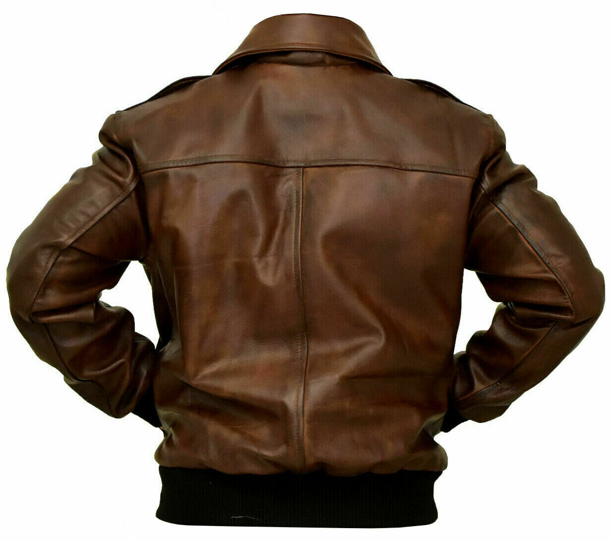 Brown Leather Flight Bomber Military Jacket Zing Apparel