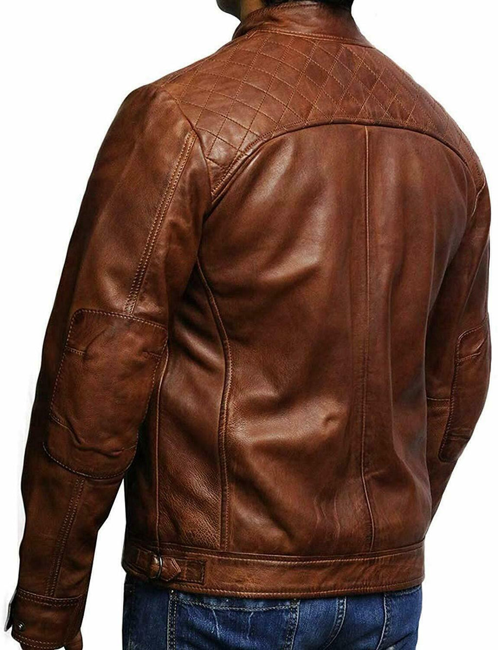 Modern Biker Jacket Men, Brown Zing Apparel