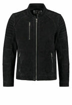 Slim Fit Suede Leather Biker Jacket, Black Zing Apparel