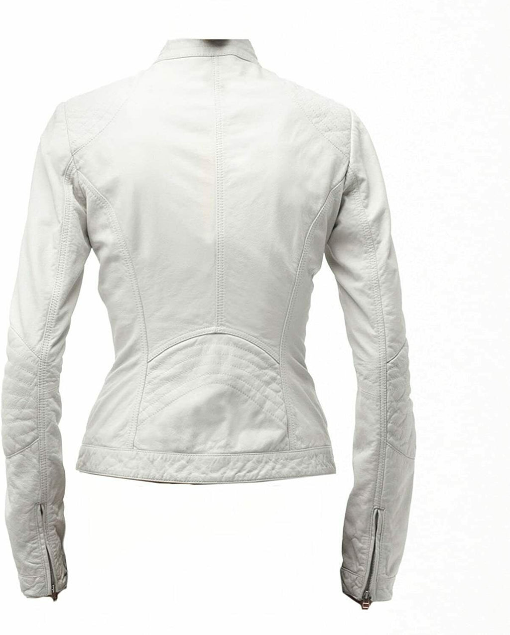 Faux Leather Biker Jacket Women, White Zing Apparel