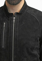 Slim Fit Suede Leather Biker Jacket, Black Zing Apparel