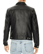 Sheepskin Slim Fit Trucker Jacket, Black Zing Apparel