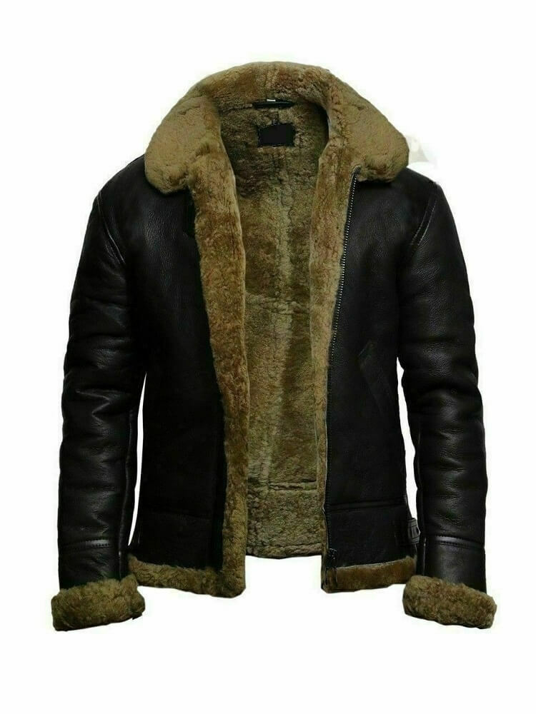 Black RAF Ginger Wool Shearling Jacket For Men devzingapparel